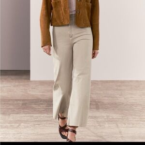 Zara Marine Straight High Rise Jeans Tan size 0